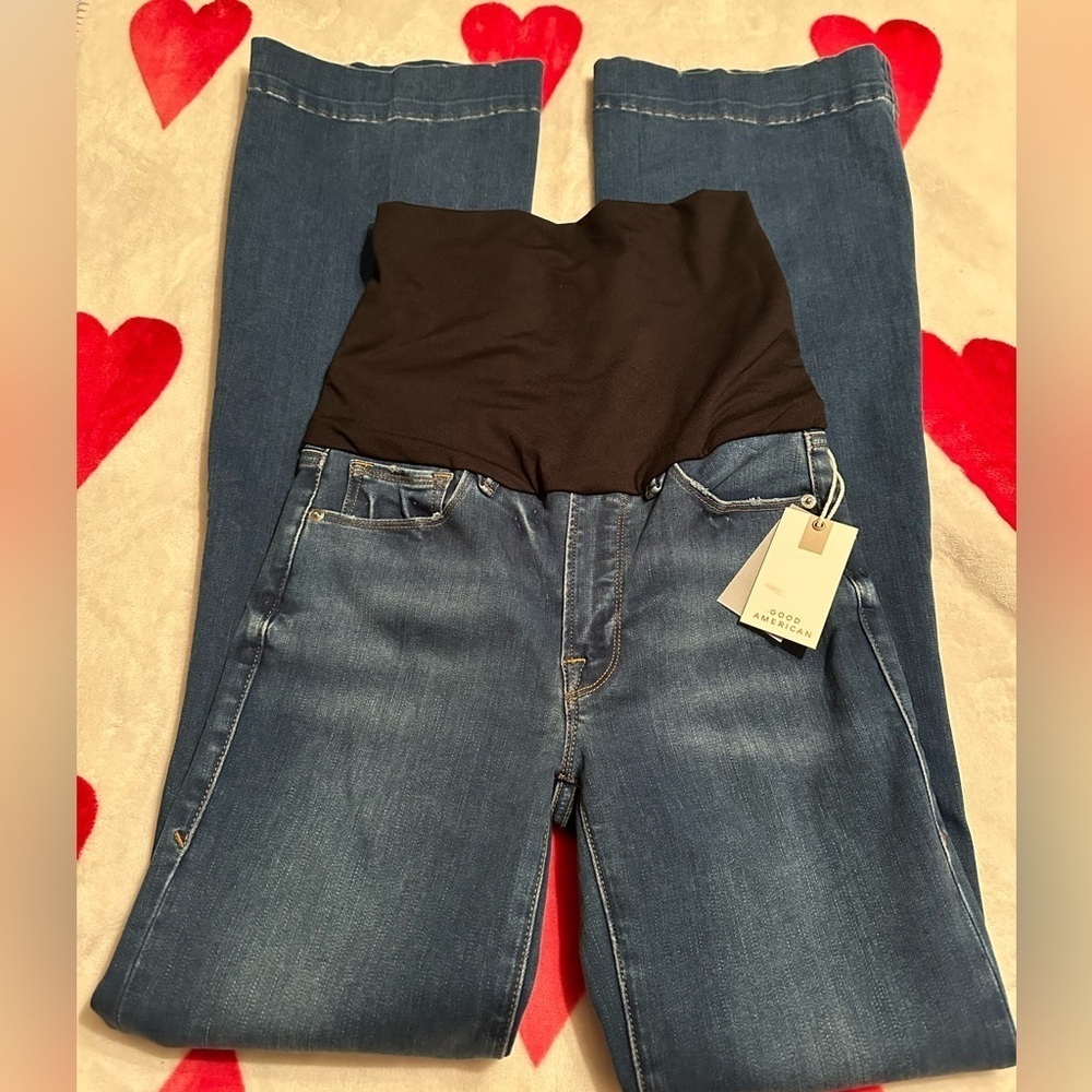 NWT Good American Maternity Good Flare Jeans - Picture 6 of 13